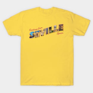 Greetings from Seville in Spain Vintage style retro souvenir T-Shirt